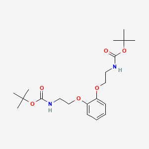 molecular formula C20H32N2O6 B1146812 Tert-butyl N-[2-[2-[2-[(2-methylpropan-2-yl)oxycarbonylamino]ethoxy]phenoxy]ethyl]carbamate CAS No. 1391053-19-2