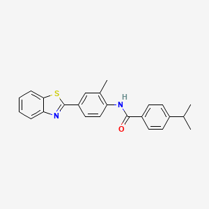 molecular formula C24H22N2OS B11468574 N-[4-(1,3-benzothiazol-2-yl)-2-methylphenyl]-4-(propan-2-yl)benzamide 