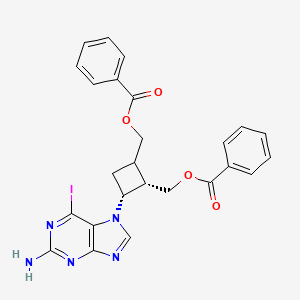 molecular formula C₂₅H₂₄IN₅O₄ B1146867 [(1S)-(1alpha,2beta,3beta)]-3-(2-Amino-6-iodo-7H-purin-7-yl)-1,2-cyclobutanedimethanol Dibenzoate Ester CAS No. 1246812-29-2