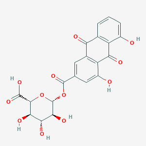 molecular formula C₂₁H₁₆O₁₂ B1146878 1-O-(4,5-Dihydroxy-9,10-dioxo-9,10-dihydroanthracene-2-carbonyl)-beta-L-glucopyranuronic acid CAS No. 190605-03-9