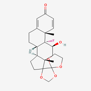 molecular formula C₂₃H₂₉FO₆ B1146897 9-Fluoro-11beta-hydroxy-17,20:20,21-bis(methylenedioxy)-pregna-1,4-dien-3-one CAS No. 3800-34-8