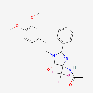 molecular formula C22H22F3N3O4 B11469036 N-{1-[2-(3,4-dimethoxyphenyl)ethyl]-5-oxo-2-phenyl-4-(trifluoromethyl)-4,5-dihydro-1H-imidazol-4-yl}acetamide 