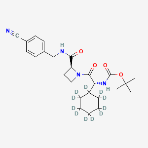 molecular formula C₂₅H₂₃D₁₁N₄O₄ B1146911 1-[(2R)-N'-Boc-2-amino-2-cyclohexylacetyl]-N-(4'-cyanobenzyl)-2-L-azetidinecarboxamide-d11 CAS No. 1356352-32-3