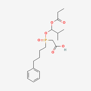 molecular formula C₁₉H₂₉O₆P B1146954 [(2-Methyl-1-propionylpropoxy)(4-phenylbutyl)phosphinoyl]acetic acid CAS No. 123599-78-0