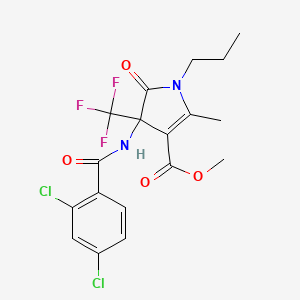 molecular formula C18H17Cl2F3N2O4 B11469577 methyl 4-{[(2,4-dichlorophenyl)carbonyl]amino}-2-methyl-5-oxo-1-propyl-4-(trifluoromethyl)-4,5-dihydro-1H-pyrrole-3-carboxylate 