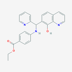 molecular formula C24H21N3O3 B11469641 Ethyl 4-{[(8-hydroxyquinolin-7-yl)(pyridin-2-yl)methyl]amino}benzoate 