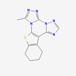 molecular formula C13H12N6S B11469678 3-Methyl-19-thia-2,4,5,7,8,10-hexaazapentacyclo[10.7.0.0(2,6).0(7,11).0(13,18)]nonadeca-1(12),3,5,8,10,13(18)-hexaene 