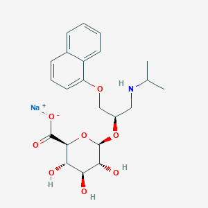 molecular formula C₂₂H₂₈NNaO₈ B1146974 (R)-Propranolol beta-D-glucuronide sodium salt CAS No. 87102-70-3
