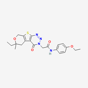 molecular formula C21H24N4O4S B11469743 N-(4-ethoxyphenyl)-2-(12-ethyl-12-methyl-3-oxo-11-oxa-8-thia-4,5,6-triazatricyclo[7.4.0.02,7]trideca-1(9),2(7),5-trien-4-yl)acetamide 