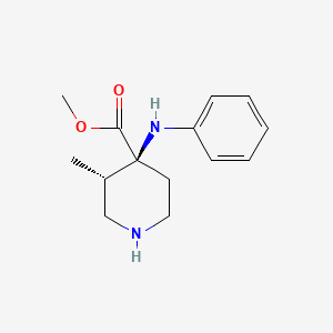 molecular formula C₁₄H₂₀N₂O₂ B1146989 cis-3-Methyl-4-(phenylamino)-4-piperidinecarboxylic Acid Methyl Ester CAS No. 147292-35-1