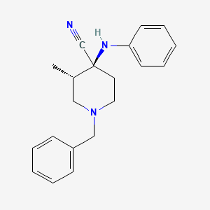 molecular formula C₂₀H₂₃N₃ B1146993 cis-3-Methyl-4-(phenylamino)-1-(phenylmethyl)-4-piperidinecarbonitrile CAS No. 147292-24-8
