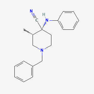 molecular formula C₂₀H₂₃N₃ B1146994 trans-3-Methyl-4-(phenylamino)-1-(phenylmethyl)-4-piperidinecarbonitrile CAS No. 147292-25-9