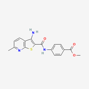 molecular formula C17H15N3O3S B11469959 Benzoic acid, 4-[[(3-amino-6-methylthieno[2,3-b]pyridin-2-yl)carbonyl]amino]-, methyl ester 