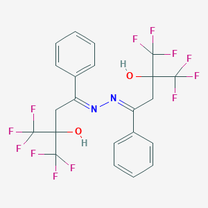 molecular formula C22H16F12N2O2 B011470 (4Z)-1,1,1-trifluoro-4-phenyl-4-[(Z)-[4,4,4-trifluoro-3-hydroxy-1-phenyl-3-(trifluoromethyl)butylidene]hydrazinylidene]-2-(trifluoromethyl)butan-2-ol CAS No. 101221-66-3