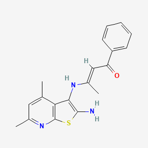 molecular formula C19H19N3OS B11470006 (2E)-3-({2-Amino-4,6-dimethylthieno[2,3-B]pyridin-3-YL}amino)-1-phenylbut-2-EN-1-one 