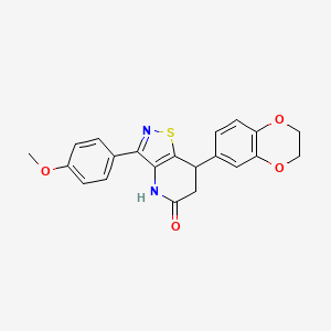 molecular formula C21H18N2O4S B11470160 7-(2,3-dihydro-1,4-benzodioxin-6-yl)-3-(4-methoxyphenyl)-6,7-dihydro[1,2]thiazolo[4,5-b]pyridin-5(4H)-one 