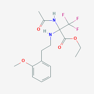 molecular formula C16H21F3N2O4 B11470206 Propanoic acid, 2-(acetylamino)-3,3,3-trifluoro-2-[[2-(2-methoxyphenyl)ethyl]amino]-, ethyl ester 