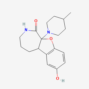molecular formula C18H24N2O3 B11470229 1H-Benzofuro[2,3-c]azepin-1-one, 2,3,4,5,5a,10a-hexahydro-7-hydroxy-10a-(4-methyl-1-piperidinyl)- 