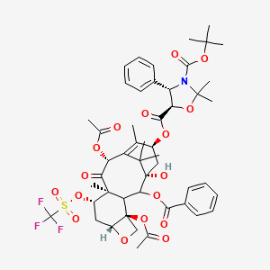 molecular formula C₄₉H₅₈F₃NO₁₇S B1147023 13-{[(3-tert-Butyloxycarbonyl)-2,2-dimethyl-4S-phenyl-1,3-oxazolidin-5R-yl]formyl}-7-O-((trifluorome CAS No. 168120-69-2