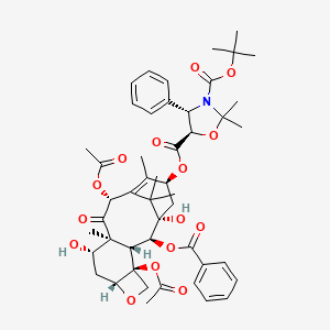 molecular formula C₄₈H₅₉NO₁₅ B1147024 13-{[(3-tert-Butyloxycarbonyl)-2,2-dimethyl-4S-phenyl-1,3-oxazolidin-5R-yl]formyl} Baccatin III CAS No. 143527-72-4