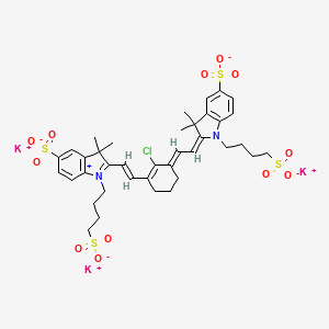 molecular formula C38H44ClK3N2O12S4 B1147074 tripotassium;(2E)-2-[(2E)-2-[2-chloro-3-[(E)-2-[3,3-dimethyl-5-sulfonato-1-(4-sulfonatobutyl)indol-1-ium-2-yl]ethenyl]cyclohex-2-en-1-ylidene]ethylidene]-3,3-dimethyl-1-(4-sulfonatobutyl)indole-5-sulfonate CAS No. 138081-45-5