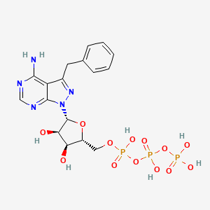 3-Benzyl-1-[5-O-(hydroxy{[hydroxy(phosphonooxy)phosphoryl]oxy}phosphoryl)-beta-D-ribofuranosyl]-1H-pyrazolo[3,4-d]pyrimidin-4-amine