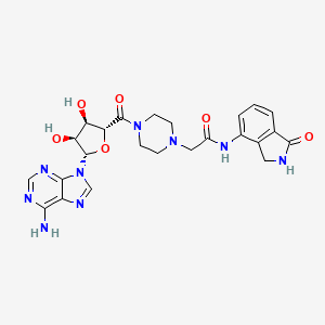 molecular formula C₂₄H₂₇N₉O₆ B1147141 2-[4-[(2R,3R,4S,5S)-5-(6-Aminopurin-9-yl)-3,4-dihydroxyoxolane-2-carbonyl]piperazin-1-yl]-N-(1-oxo-2,3-dihydroisoindol-4-yl)acetamide CAS No. 366454-36-6