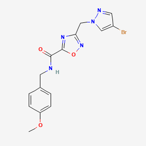 molecular formula C15H14BrN5O3 B11471740 3-[(4-bromo-1H-pyrazol-1-yl)methyl]-N-(4-methoxybenzyl)-1,2,4-oxadiazole-5-carboxamide 