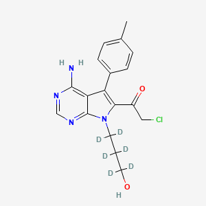 molecular formula C₁₈H₁₃D₆ClN₄O₂ B1147201 1-(4-Amino-7-(3-hydroxypropyl-1,1,2,2,3,3-d6)-5-(p-tolyl)-7H-pyrrolo[2,3-d]pyrimidin-6-yl)-2-chloroethan-1-one CAS No. 1329838-71-2