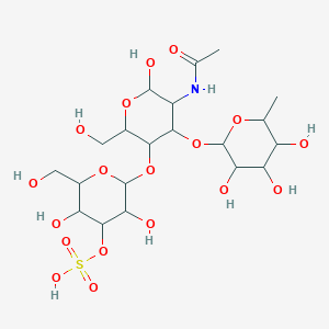 molecular formula C20H34N1Na1O18S1 B1147224 [2-[5-Acetamido-6-hydroxy-2-(hydroxymethyl)-4-(3,4,5-trihydroxy-6-methyloxan-2-yl)oxyoxan-3-yl]oxy-3,5-dihydroxy-6-(hydroxymethyl)oxan-4-yl] hydrogen sulfate CAS No. 152932-65-5