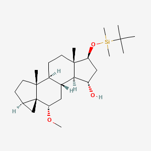 molecular formula C₂₆H₄₆O₃Si B1147241 (3beta,5alpha,6beta,15alpha,17beta)-17-tert-Butyldimethylsilyloxy-6-methoxy-3,5-cycloandrostan-15-ol CAS No. 61252-35-5