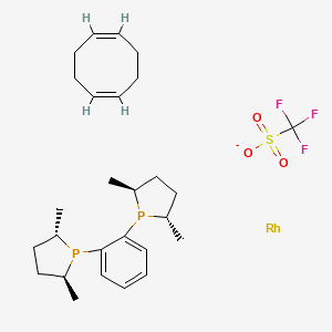 molecular formula C27H40F3O3P2RhS B1147264 1,2-Bis[(2S,5S)-2,5-dimethylphospholano]benzene(cyclooctadiene)rhodium(I) trifluoromethanesulfonate CAS No. 136705-75-4