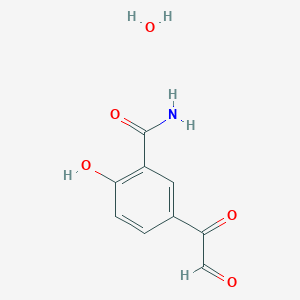 2-Hydroxy-5-oxaldehydoylbenzamide;hydrate