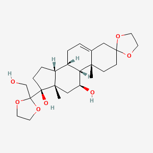 molecular formula C₂₅H₃₈O₇ B1147327 11,17,21-Trihydroxy-pregn-5-ene-3,20-dione 3,20-Diethylene Ketal CAS No. 76338-54-0