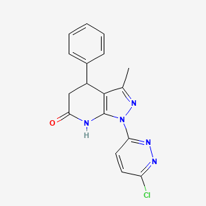 molecular formula C17H14ClN5O B11473345 1-(6-chloropyridazin-3-yl)-3-methyl-4-phenyl-4,5-dihydro-1H-pyrazolo[3,4-b]pyridin-6-ol 