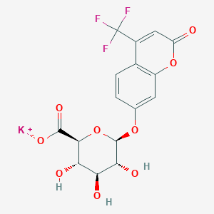 molecular formula C₁₆H₁₂F₃KO₉ B1147343 4-Trifluoromethylumbelliferyl beta-D-glucuronide potassium salt CAS No. 143547-78-8