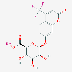 molecular formula C₁₆H₁₂F₃KO₉ B1147343 4-Trifluoromethylumbelliferyl b-D-glucuronide potassium salt CAS No. 143547-78-8