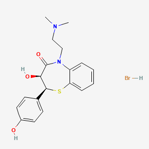 molecular formula C₁₉H₂₃BrN₂O₃S B1147355 Deacetyl-O-demethyl Diltiazem Hydrobromide CAS No. 142926-10-1