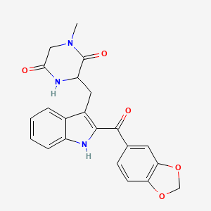 molecular formula C22H19N3O5 B1147376 (3R)-3-[[2-(1,3-Benzodioxol-5-ylcarbonyl)-1H-indol-3-yl]methyl]-1-methyl-2,5-piperazinedione CAS No. 1220393-12-3