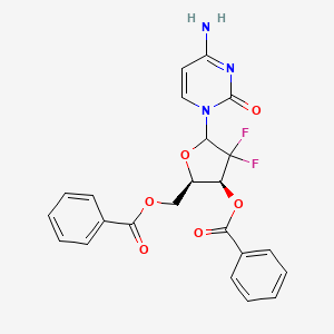 molecular formula C₂₃H₁₉F₂N₃O₆ B1147390 [(2R,3S)-5-(4-amino-2-oxopyrimidin-1-yl)-3-benzoyloxy-4,4-difluorooxolan-2-yl]methyl benzoate CAS No. 1268237-46-2