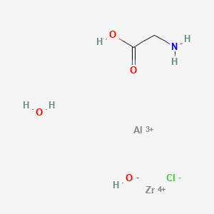 molecular formula C2H8AlClNO4Zr+5 B1147401 Aluminum zirconium pentachlorohydrex Gly CAS No. 125913-22-6