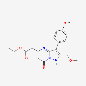 molecular formula C19H21N3O5 B11474126 Ethyl [2-(methoxymethyl)-3-(4-methoxyphenyl)-7-oxo-4,7-dihydropyrazolo[1,5-a]pyrimidin-5-yl]acetate 