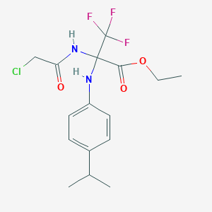 molecular formula C16H20ClF3N2O3 B11474272 Ethyl 2-chloroacetamido-3,3,3-trifluoro-2-(4-isopropylanilino)propionate 