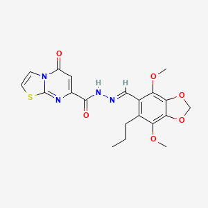 molecular formula C20H20N4O6S B11474387 N'-[(E)-(4,7-dimethoxy-6-propyl-1,3-benzodioxol-5-yl)methylidene]-5-oxo-5H-[1,3]thiazolo[3,2-a]pyrimidine-7-carbohydrazide 