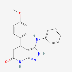 molecular formula C19H18N4O2 B11474525 4-(4-methoxyphenyl)-3-(phenylamino)-1,4,5,7-tetrahydro-6H-pyrazolo[3,4-b]pyridin-6-one 