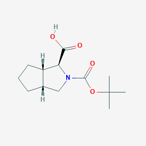 molecular formula C₁₃H₂₁NO₄ B1147462 (1S,3aR,6aS)-2-(tert-Butoxycarbonyl)octahydrocyclopenta[c]pyrrole-1-carboxylic acid CAS No. 597569-42-1