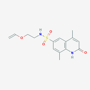 molecular formula C15H18N2O4S B11474632 N-[2-(ethenyloxy)ethyl]-4,8-dimethyl-2-oxo-1,2-dihydroquinoline-6-sulfonamide 