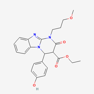 molecular formula C23H25N3O5 B11474716 Ethyl 4-(4-hydroxyphenyl)-1-(3-methoxypropyl)-2-oxo-1,2,3,4-tetrahydropyrimido[1,2-a]benzimidazole-3-carboxylate 