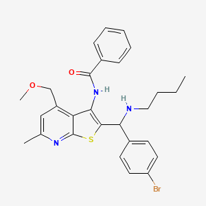 molecular formula C28H30BrN3O2S B11474721 N-{2-[(4-bromophenyl)(butylamino)methyl]-4-(methoxymethyl)-6-methylthieno[2,3-b]pyridin-3-yl}benzamide 