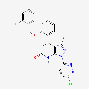 molecular formula C24H19ClFN5O2 B11474770 1-(6-chloropyridazin-3-yl)-4-{2-[(2-fluorobenzyl)oxy]phenyl}-3-methyl-1,4,5,7-tetrahydro-6H-pyrazolo[3,4-b]pyridin-6-one CAS No. 936081-43-5